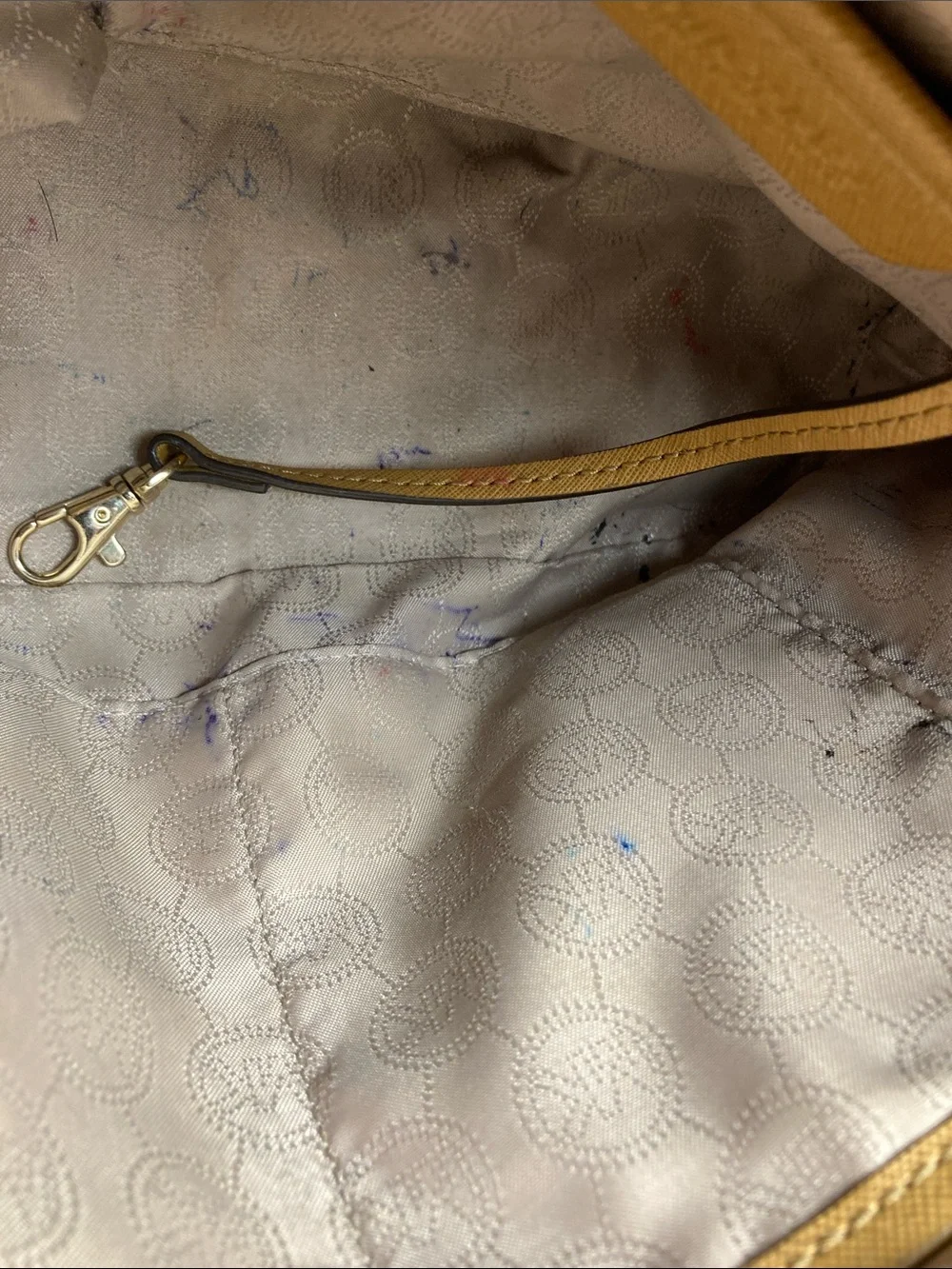 Michael Kors Saffiano Cindy Leather Dome Satchel in Mustard